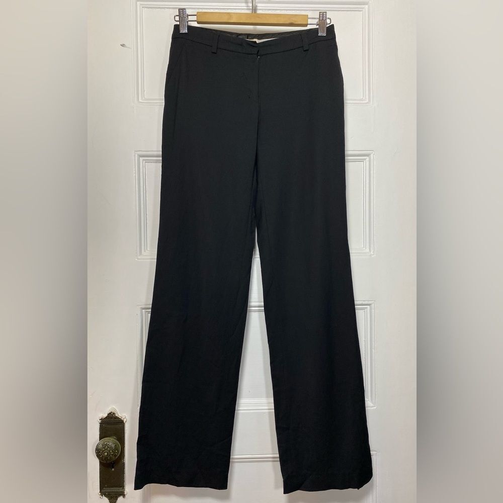 EMPORIO ARMANI Wool Blend Straight Leg Tailored Trousers Black Sz 4 Small